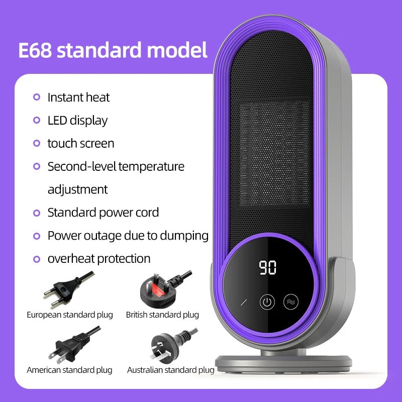1200W Portable Electric Fan Heater, Desktop Space Heater for Home Office Winter Use - WindFrameTech