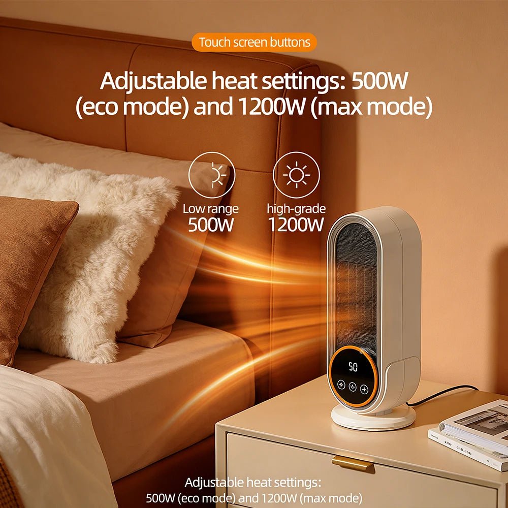 1200W Portable Electric Fan Heater, Desktop Space Heater for Home Office Winter Use - WindFrameTech