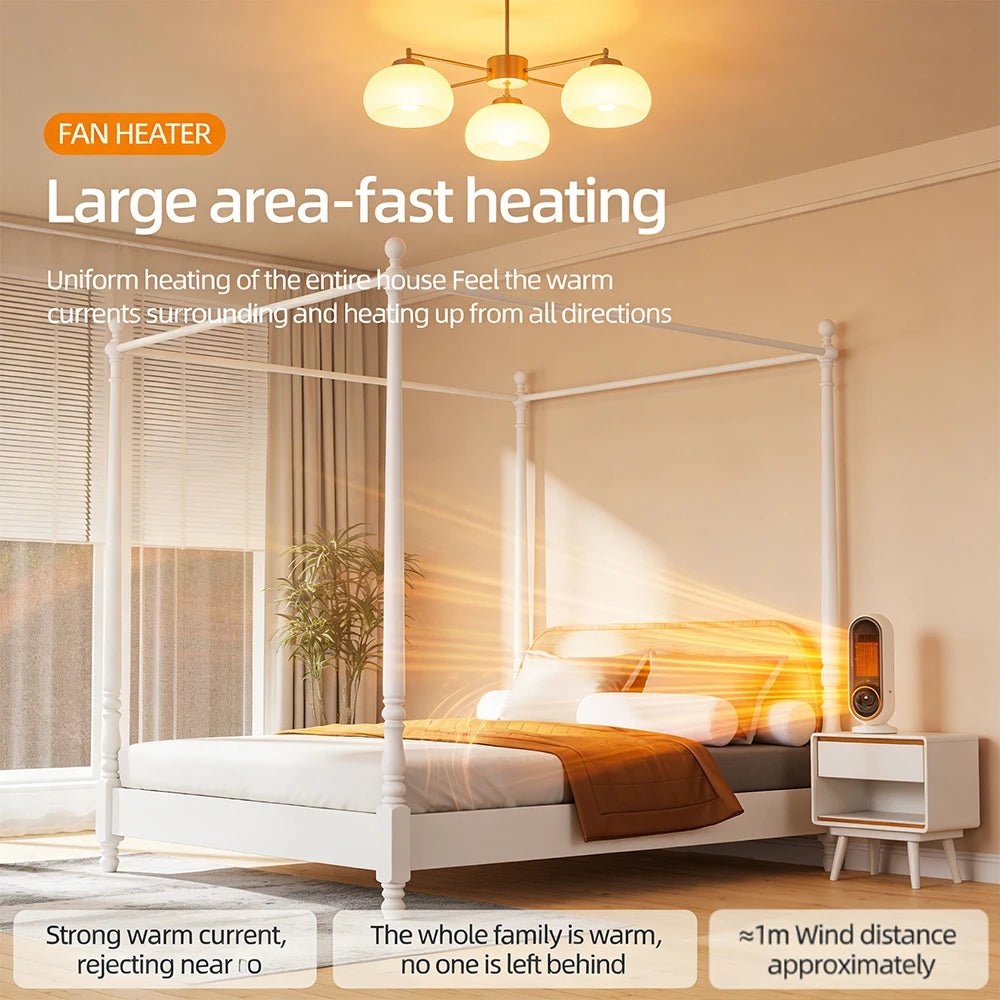 1200W Portable Electric Fan Heater, Desktop Space Heater for Home Office Winter Use - WindFrameTech