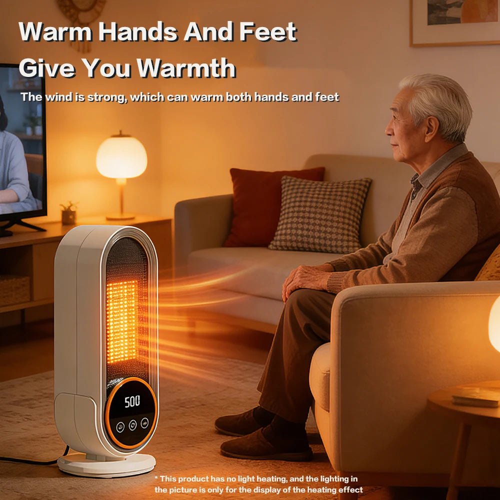 1200W Portable Electric Fan Heater, Desktop Space Heater for Home Office Winter Use - WindFrameTech