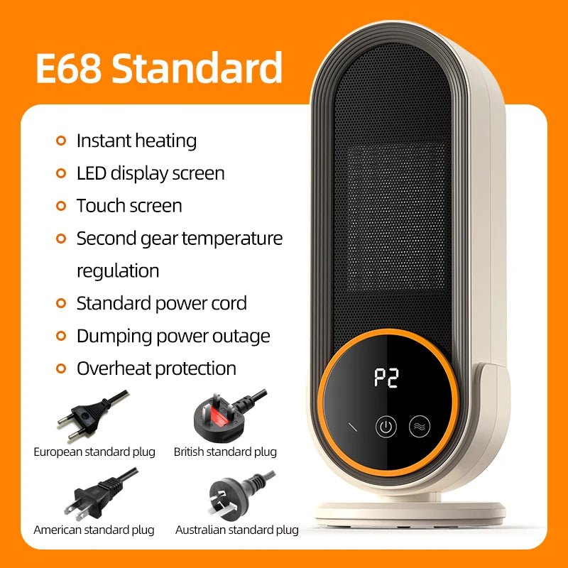1200W Portable Electric Fan Heater, Desktop Space Heater for Home Office Winter Use - WindFrameTech
