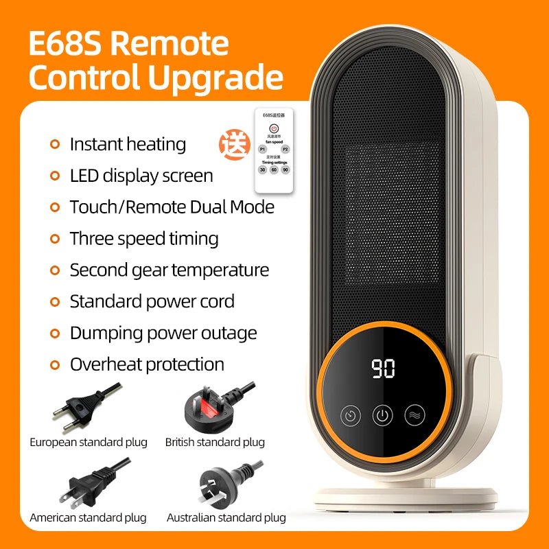 1200W Portable Electric Fan Heater, Desktop Space Heater for Home Office Winter Use - WindFrameTech