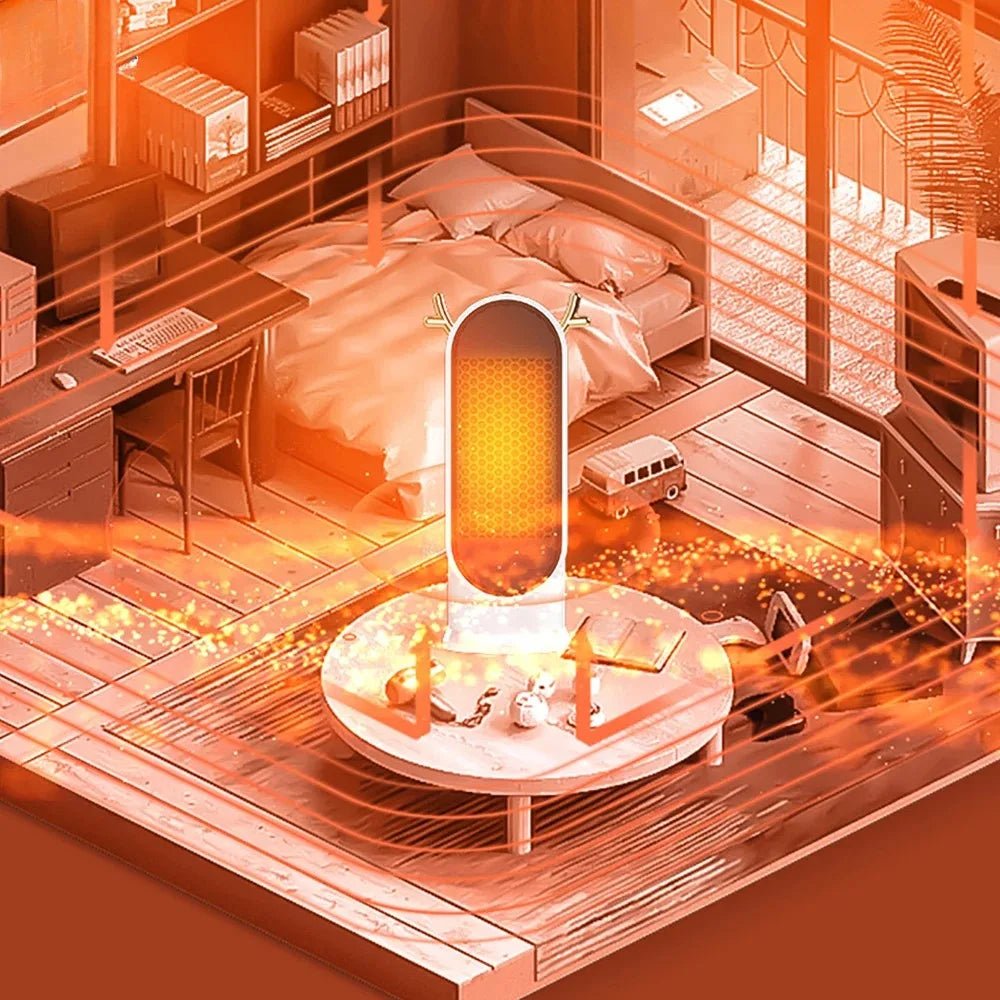 500W Portable Desktop Electric Fan Heater, Intelligent Thermostat Space Heater for Home Winter - WindFrameTech