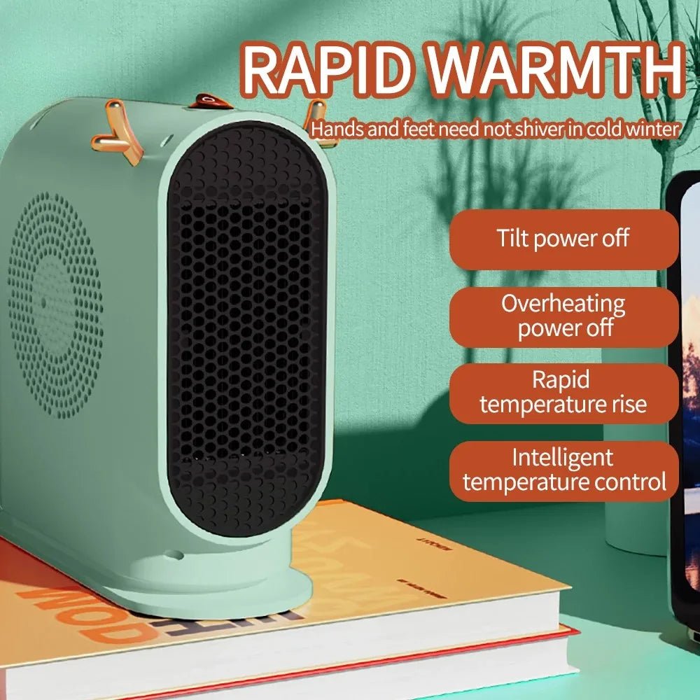 500W Portable Desktop Electric Fan Heater, Intelligent Thermostat Space Heater for Home Winter - WindFrameTech