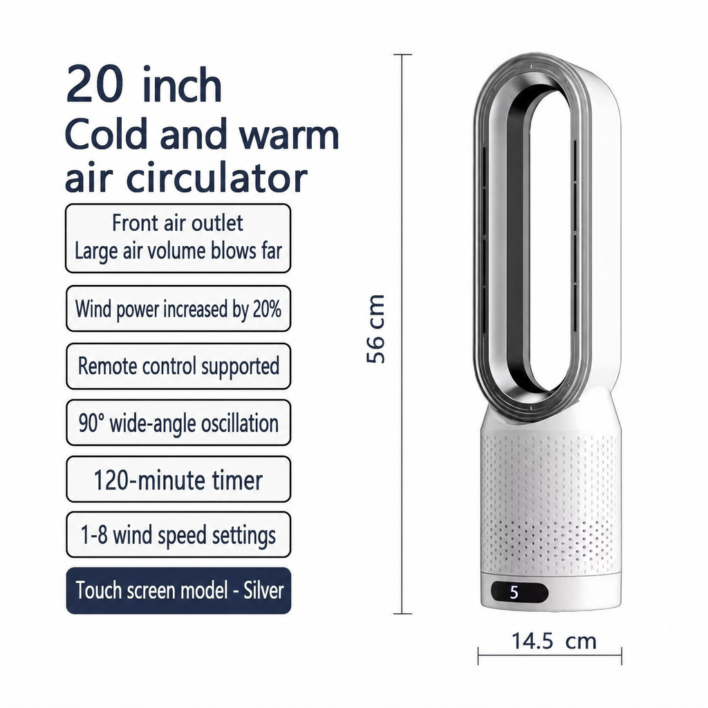 No Blade Floor Fan Remote Control Quietest Household Silent Tower Fan for Dorm Room New