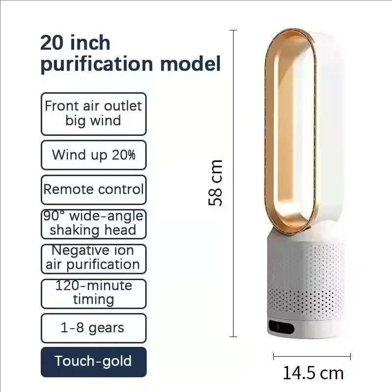 Smart Remote Bladeless Fan | 8 Speed Timing Oscillating Quiet Cooling Fan
