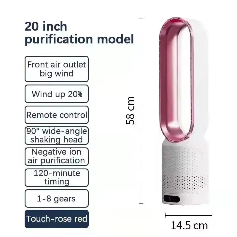 Smart Remote Bladeless Fan | 8 Speed Timing Oscillating Quiet Cooling Fan