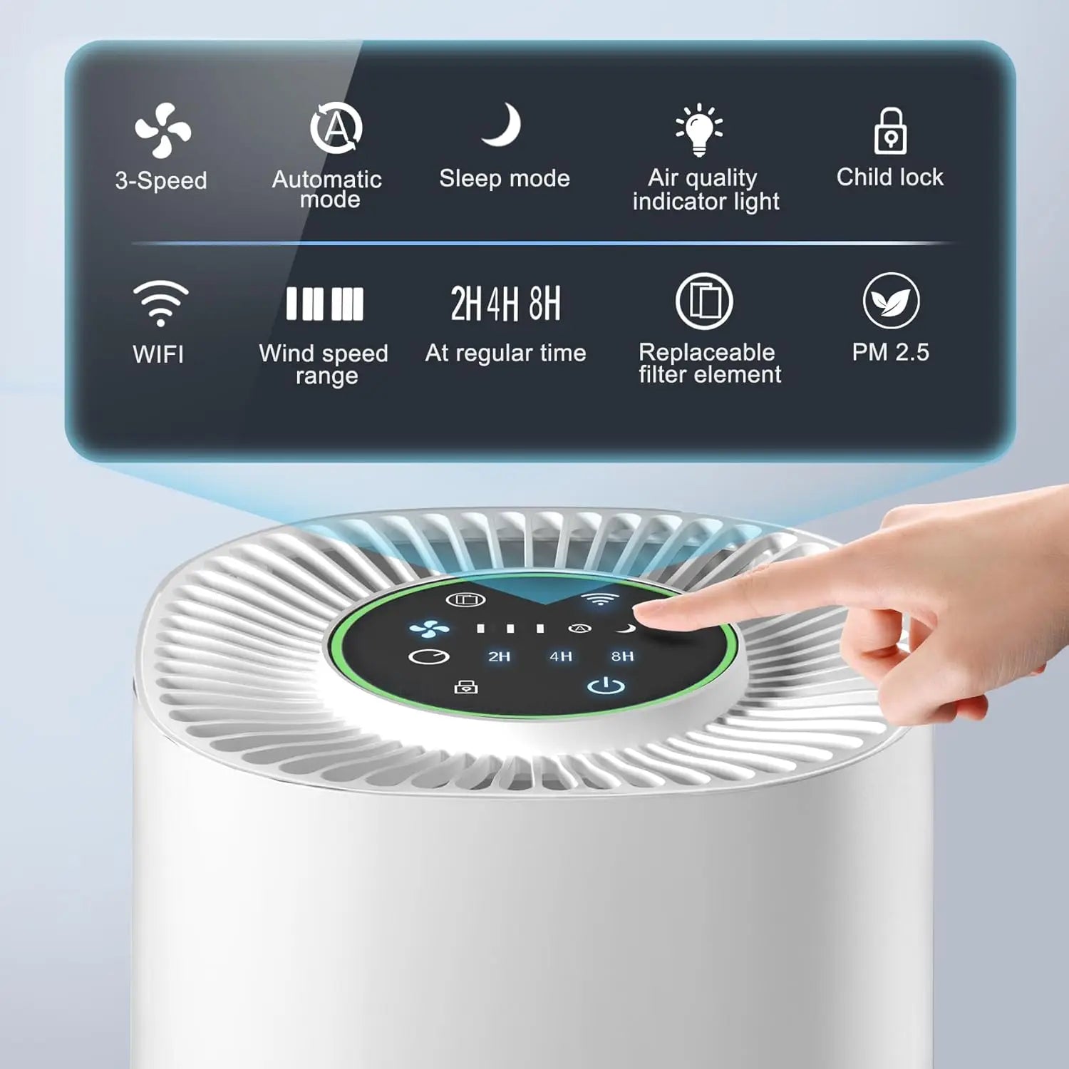 Smart WiFi Pet Air Purifier H13 True HEPA Filter for Pet Dander Odor Dust Smoke