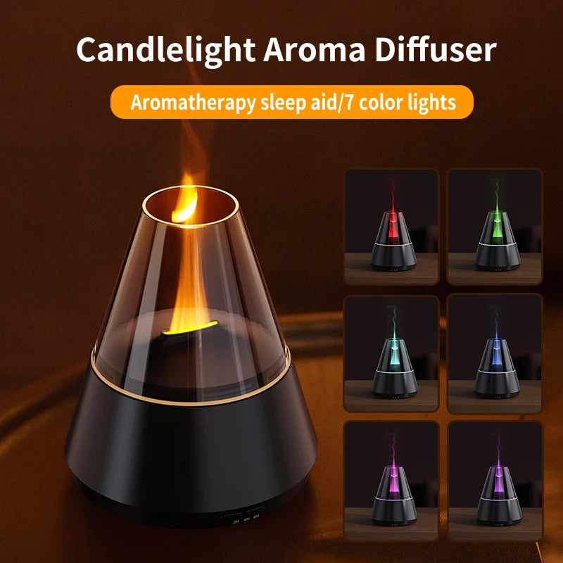 Candlelight Flame Aroma Diffuser Remote Control Auto‑Spray Essential Oil Humidifier