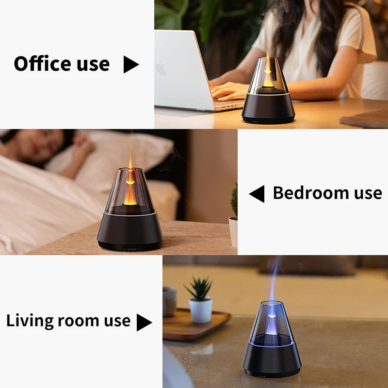 Candlelight Flame Aroma Diffuser Remote Control Auto‑Spray Essential Oil Humidifier