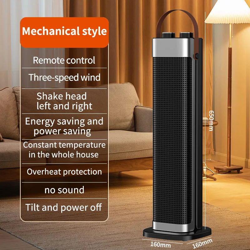 Vertical Space Heater with Fogging Humidifier & Flame Ambient Light Remote Control