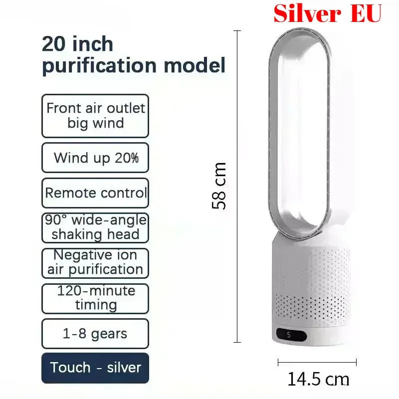 【Warm air conditioning fan】, cold air bladeless tower fan, integrated intelligent bladeless fan with remote control, 8-speed wind speed, intelligent timing, 90 ° swing, suitable for quiet cooling fans in home offices