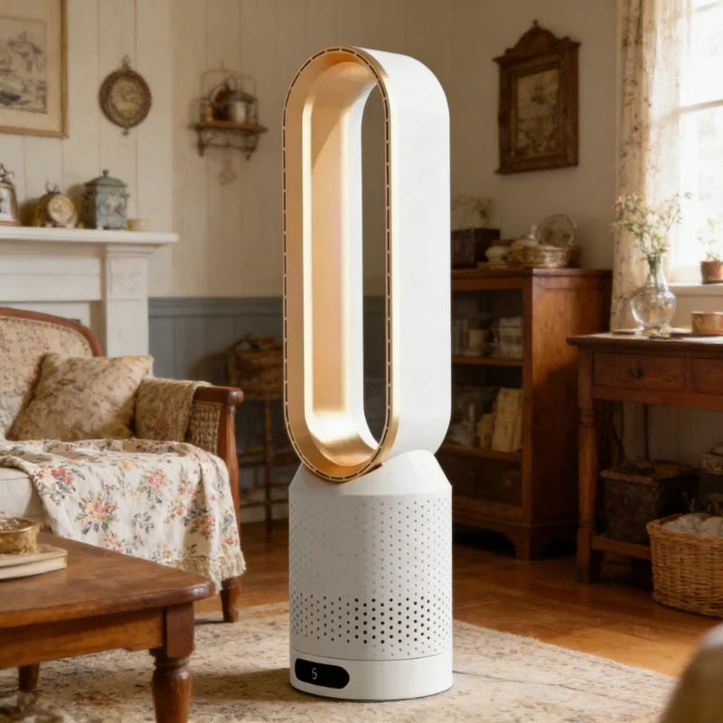 【Warm air conditioning fan】, cold air bladeless tower fan, integrated intelligent bladeless fan with remote control, 8-speed wind speed, intelligent timing, 90 ° swing, suitable for quiet cooling fans in home offices