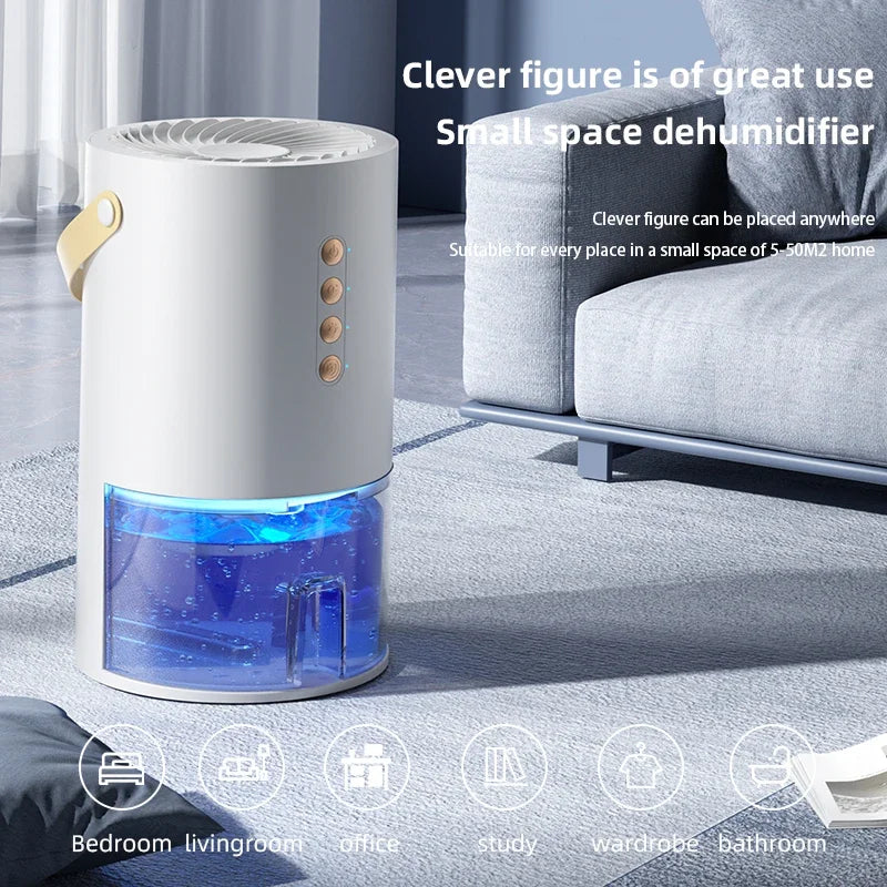 Smart Dehumidifier 1.3L Water Tank Negative Ion Purification 3‑Speed Timing