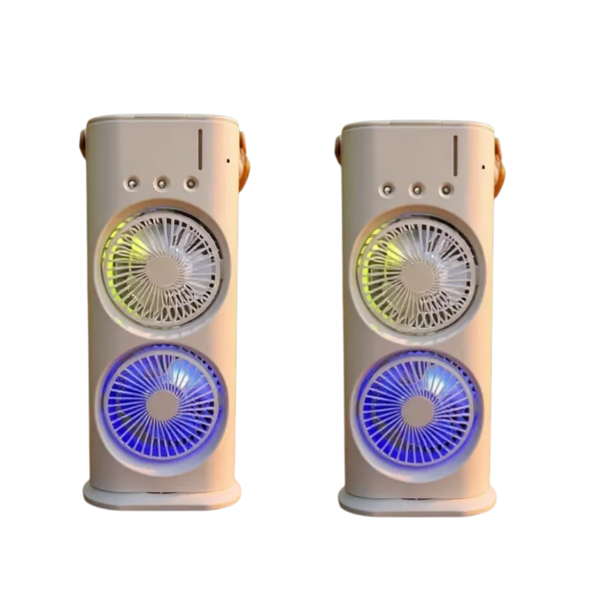 3 in 1 Dual-head Fan AIr Conditioner Household Air Cooler LED Night Light Portable Humidifier Air Adjustment Fan Office Home Fan