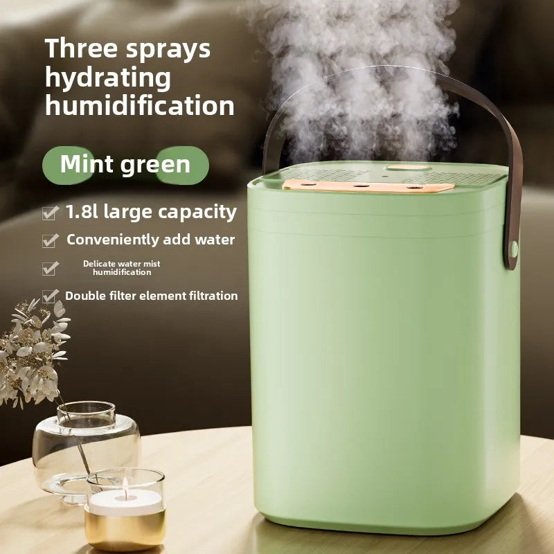 1.8L Portable Humidifier 3‑Hole Spray Ambient Night Light Timing Auto‑Off