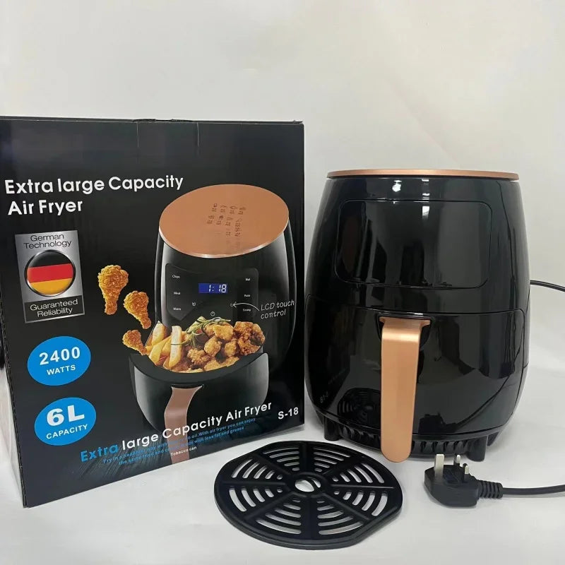 6L Large Capacity Air Fryer 1400W Multifunctional Touch Screen Fully Automatic Electric French Fries Maker for Household