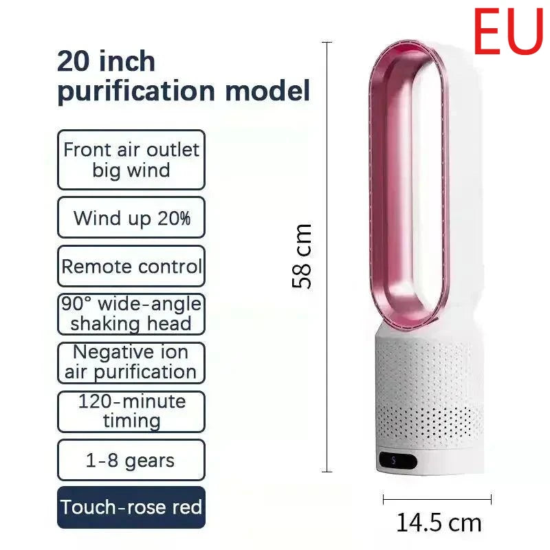 No Blade Floor Fan Remote Control Quietest Household Silent Tower Fan for Dorm Room New