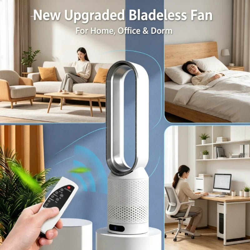 2026 Quiet Bladeless Tower Fan Air Purification Electric Fan Circulation for Dormitory Home Floor Desk Desktop