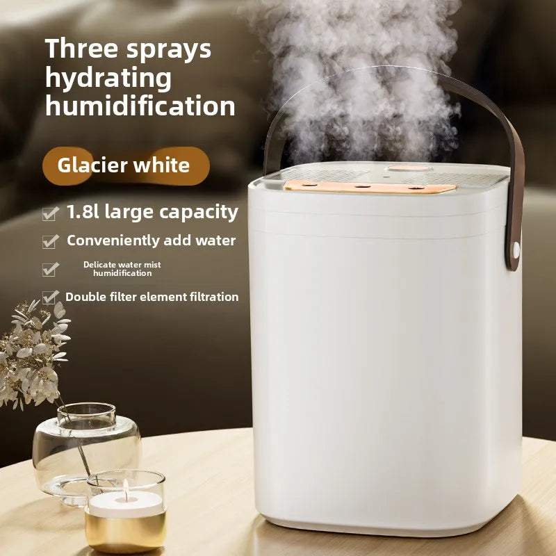 1.8L Portable Humidifier 3‑Hole Spray Ambient Night Light Timing Auto‑Off