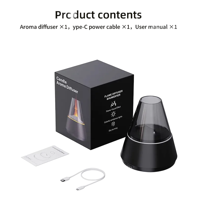 Candlelight flame aroma diffuser remote control auto‑spray essential oil humidifier simulated flame light for home bedroom