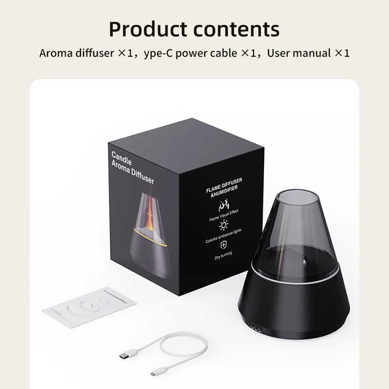 Candlelight Flame Aroma Diffuser Remote Control Auto‑Spray Essential Oil Humidifier