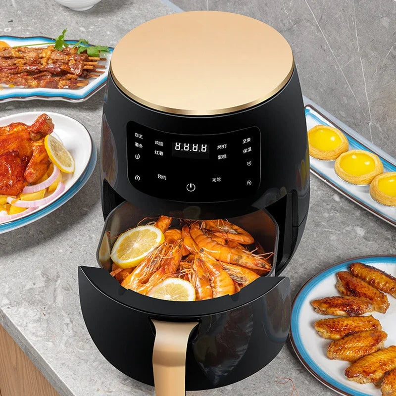 6L Large Capacity Air Fryer 1400W Multifunctional Touch Screen Fully Automatic Electric French Fries Maker for Household