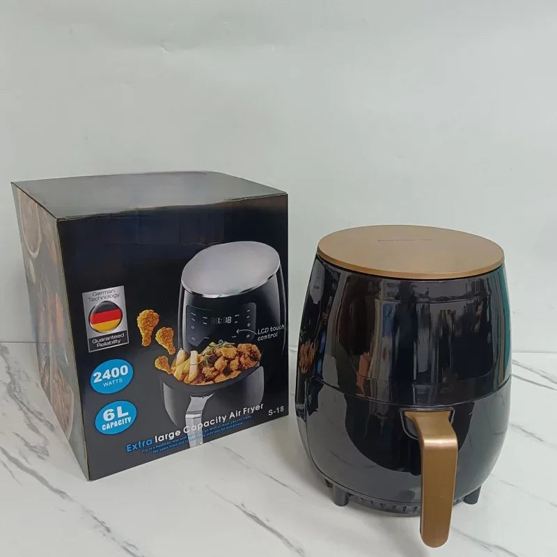 6L Large Capacity Air Fryer 1400W Multifunctional Touch Screen Fully Automatic Electric French Fries Maker for Household