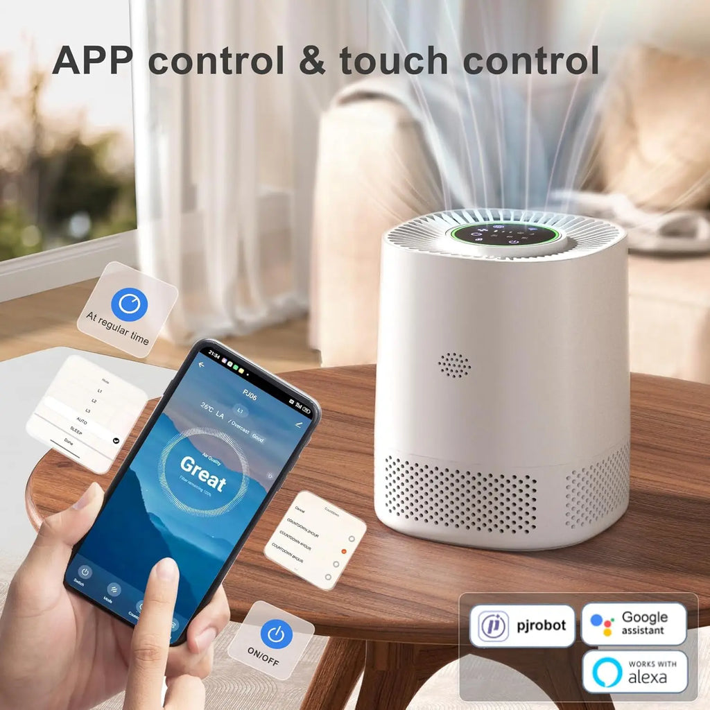 Smart WiFi Pet Air Purifier H13 True HEPA Filter for Pet Dander Odor Dust Smoke
