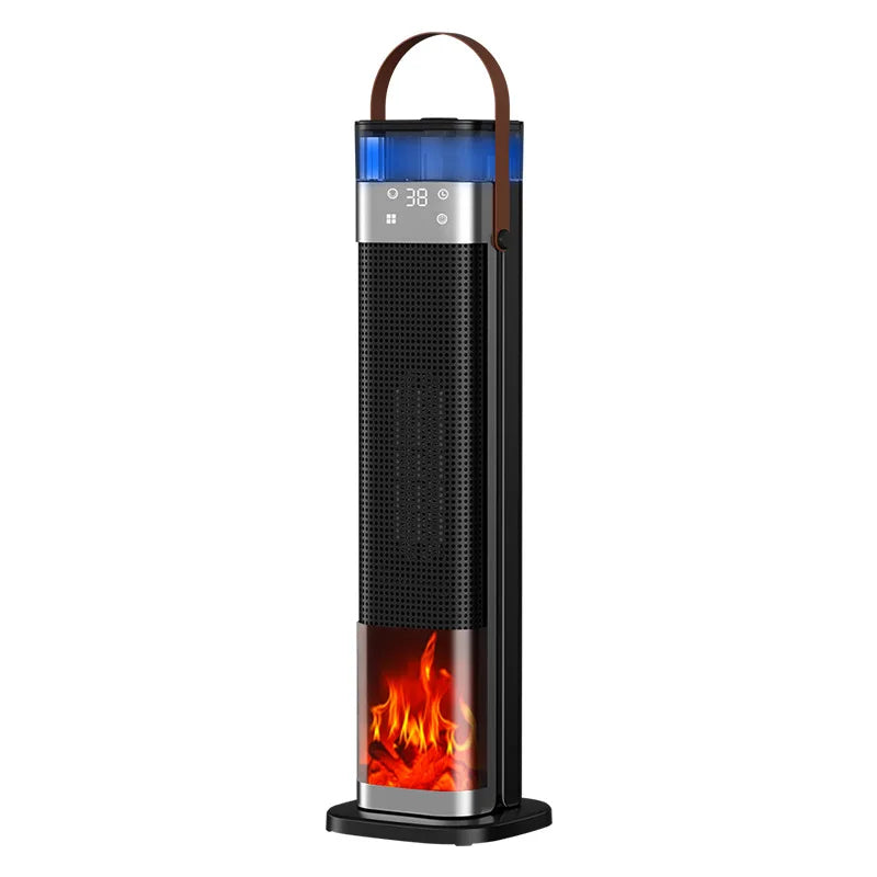 Vertical Space Heater with Fogging Humidifier & Flame Ambient Light Remote Control