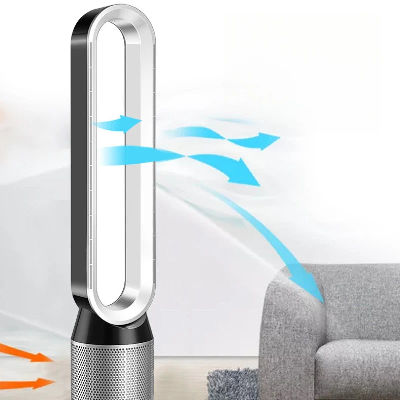 42'' Bladeless Air Purifier Tower Fan with 8 Wind Modes,Oscillating Baby-Safe Floor Fan,Remote Control Energy-Saving Design Home