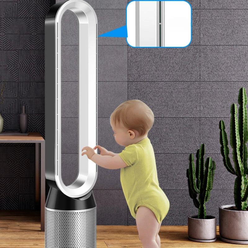 42'' Bladeless Air Purifier Tower Fan with 8 Wind Modes,Oscillating Baby-Safe Floor Fan,Remote Control Energy-Saving Design Home