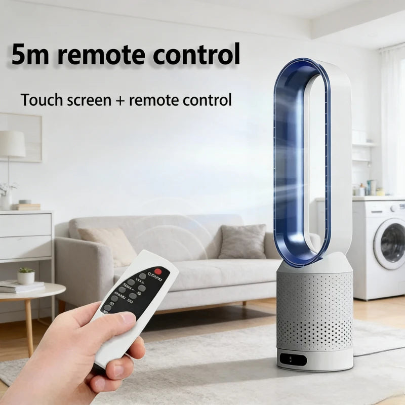 8 Speed Smart Bladeless Tower Fan Intelligent Timer 90° Shaking Head Remote Control Quiet Fan for Bedroom Office Living Room