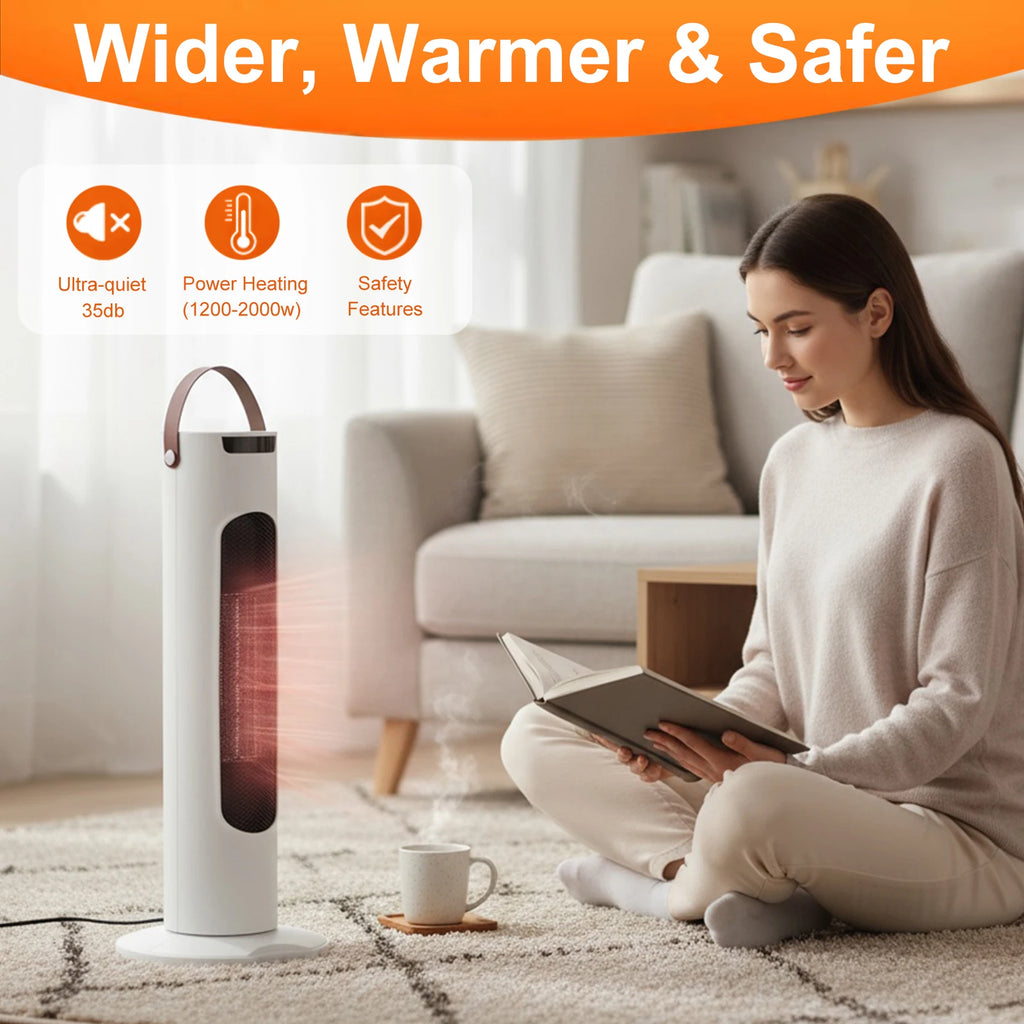 2000W Vertical Space Heater with Remote Control for Home Bedroom Office
