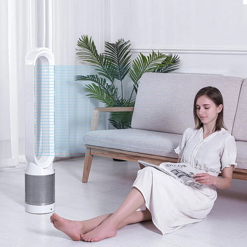 42'' Bladeless Air Purifier Tower Fan with 8 Wind Modes,Oscillating Baby-Safe Floor Fan,Remote Control Energy-Saving Design Home