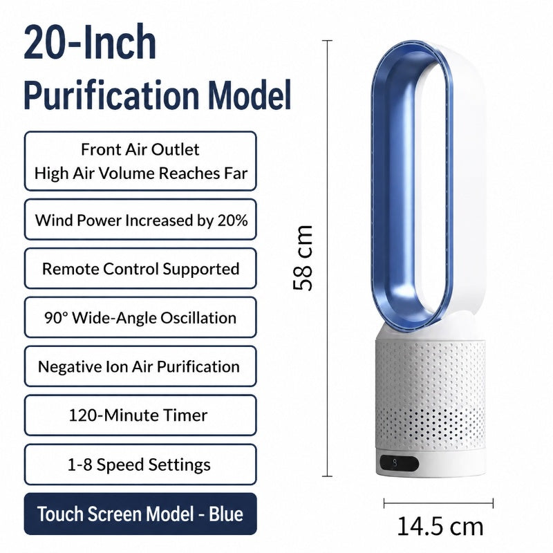 40W 20 Inch Bladeless Floor Fan Remote Control Low Noise