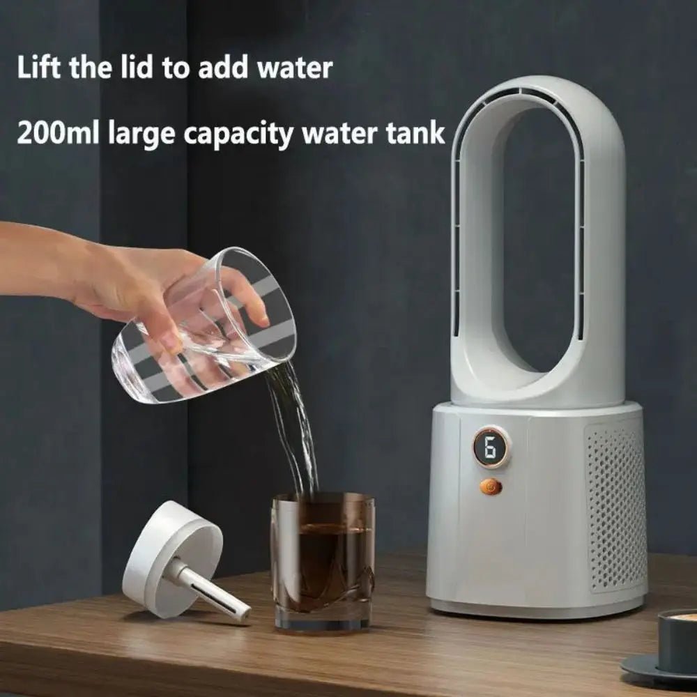 Sleek Bladeless Air Purifier Fan with 6-Speed Control - WindFrameTech