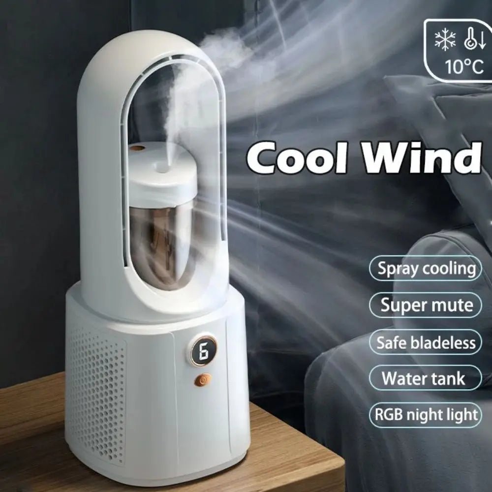 Sleek Bladeless Air Purifier Fan with 6-Speed Control - WindFrameTech