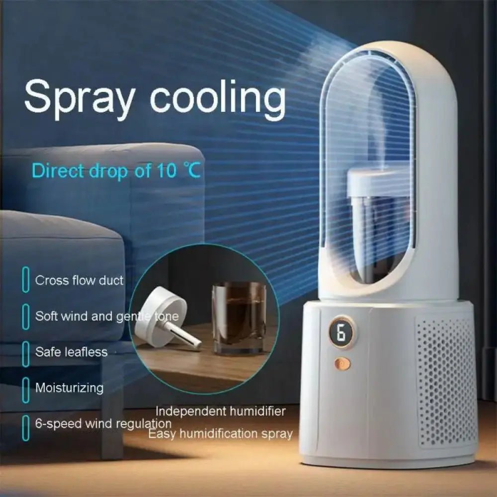 Sleek Bladeless Air Purifier Fan with 6-Speed Control - WindFrameTech