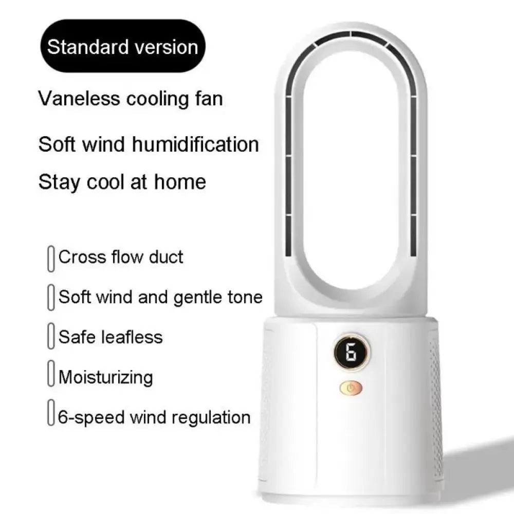 Sleek Bladeless Air Purifier Fan with 6-Speed Control - WindFrameTech