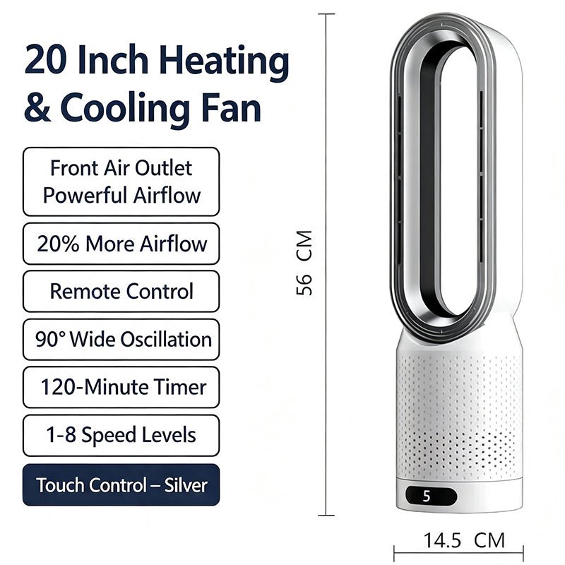 Smart 2-in-1 Cooling & Heating Tower Fan | All-Season Comfort - WindFrameTech