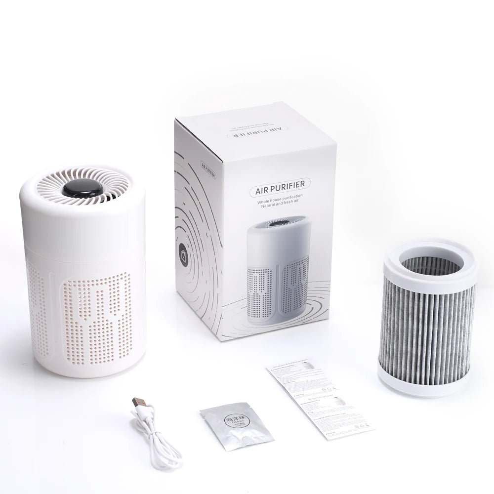 USB Portable Air Purifier HEPA Filter Negative Ion Generator Smoke Odor Removal - WindFrameTech