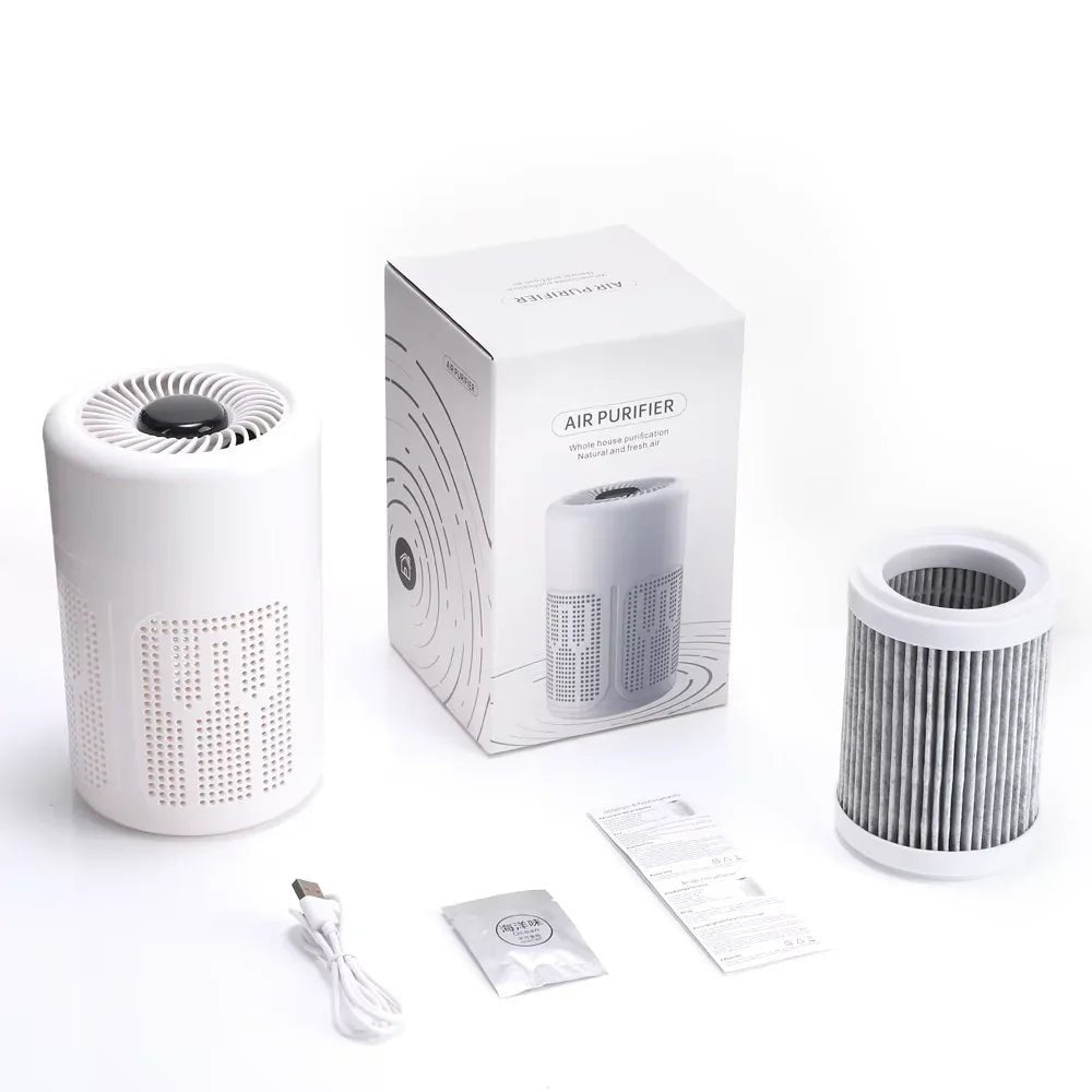 USB Portable Air Purifier HEPA Filter Negative Ion Generator Smoke Odor Removal - WindFrameTech